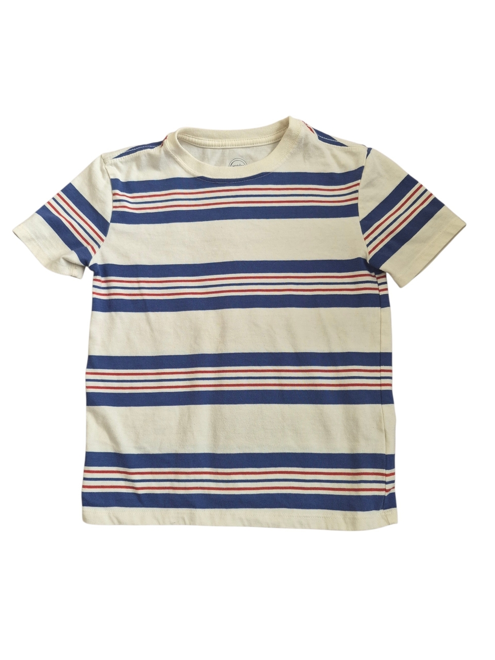 wonder nation Cream Tee with Blue and Red Stripes